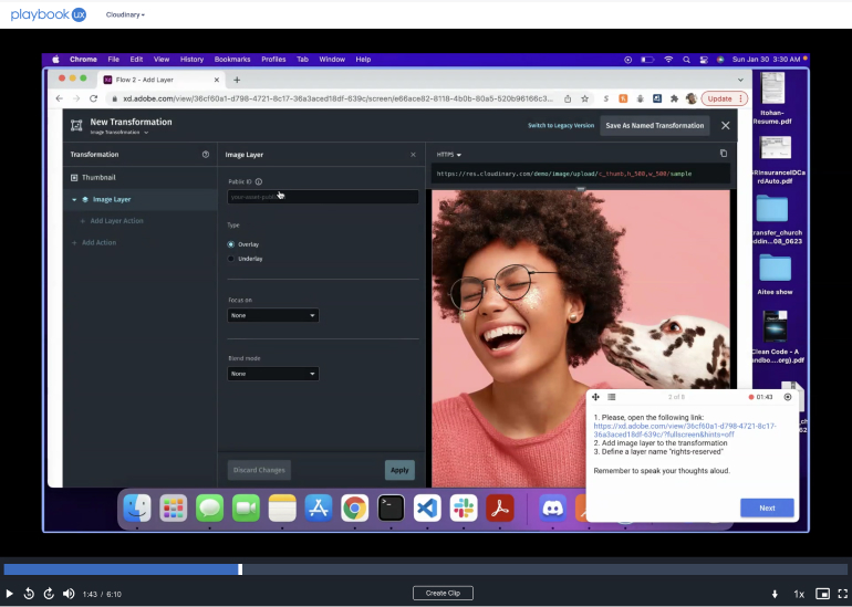 Screenshot from the usability session